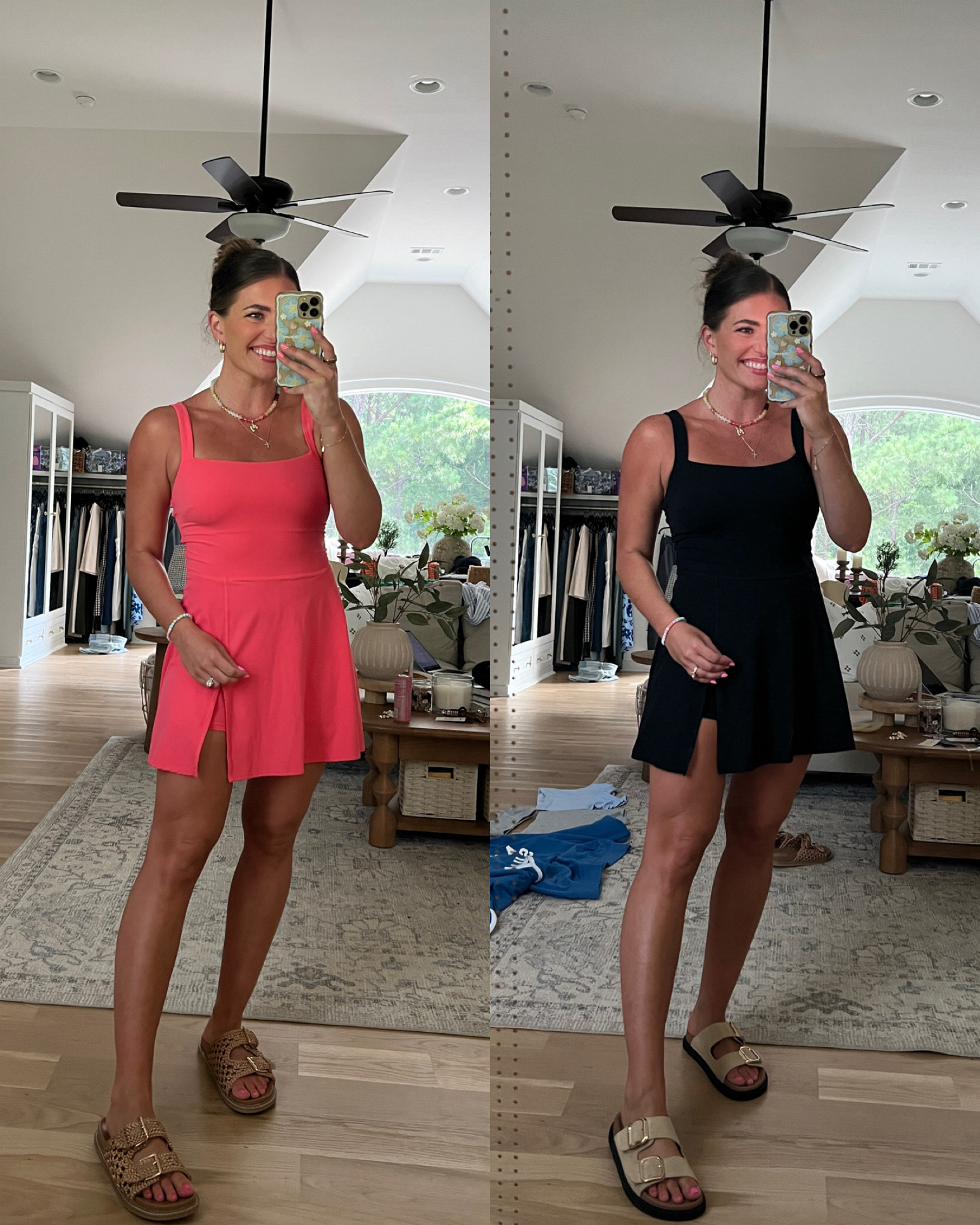 Buttery soft dress w built in skort and pull down easy access shorts so you don’t have to take off whole dress to use the restroom 🤩 10/10. TTS - M

Target haul!!!! Actually obsessed w everything. So. Freaking good! The cutest outfits for summer - dresses that are perfect for vacation, the cutest free people wide look jeans, comfy stretchy shorts, adorable lounge sets that are giving daily drills, & more. 😍 
Sizing:
My waist 29” hips 40” & bust 36.5” 
all dresses, skirts, tops, shorts, & pants TTS - M. Green & camo pants TTS - 8  Sized up 1 to the L in the lounge sweatshirts. Skims look sleep shorts & bralette - wearing my true size M here but I prefer the size L for a roomier fit + more comfort  


#LTKSaleAlert #LTKSeasonal #LTKActive