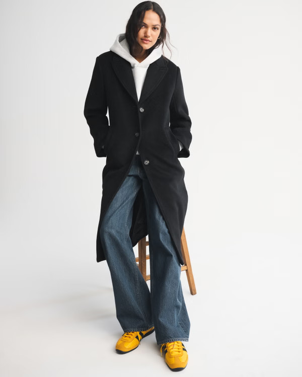 Wool-Blend Tailored Topcoat | Abercrombie & Fitch (US)
