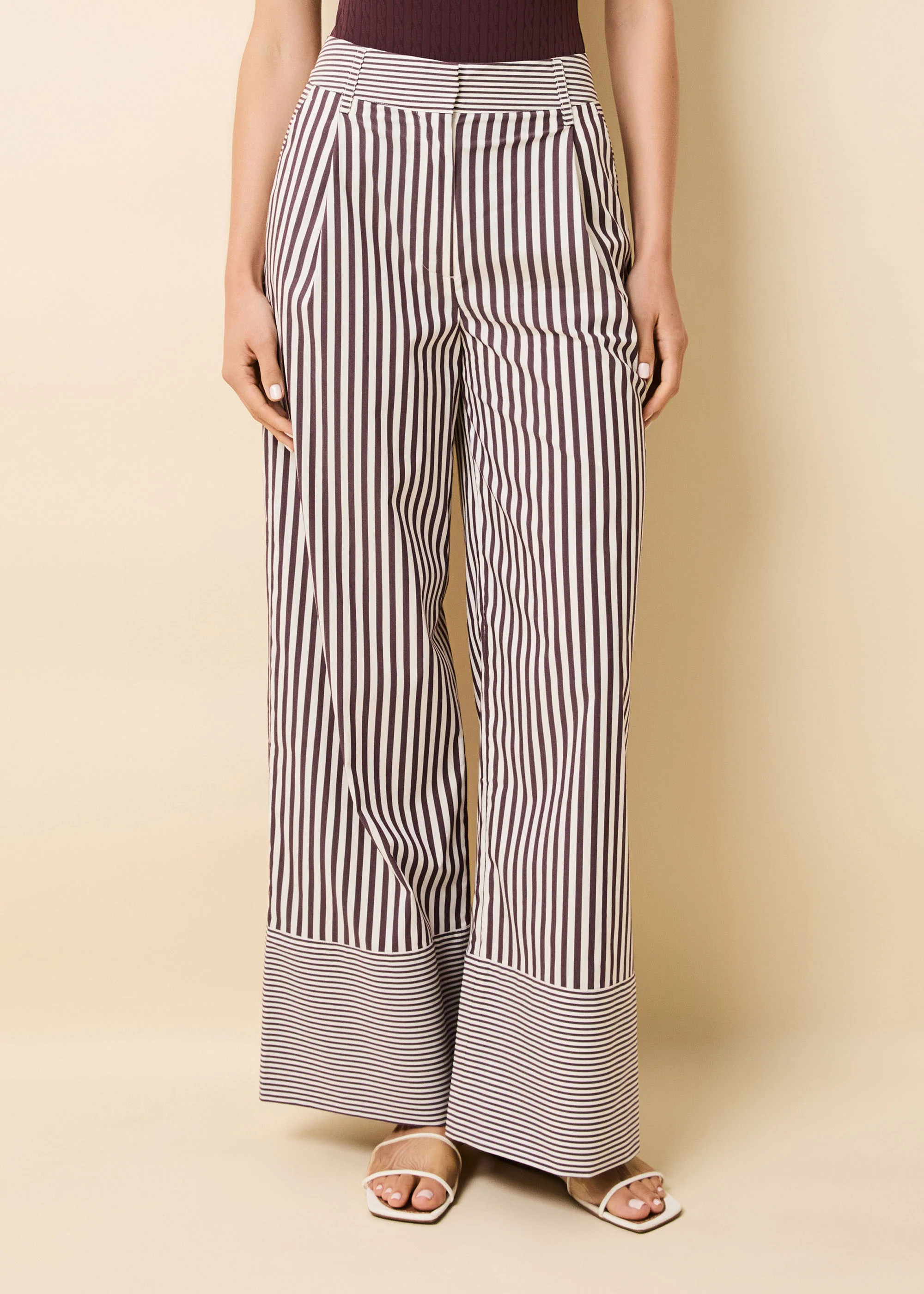 Marnie Pant Raisin Brown / Brule Stripe | Solid & Striped