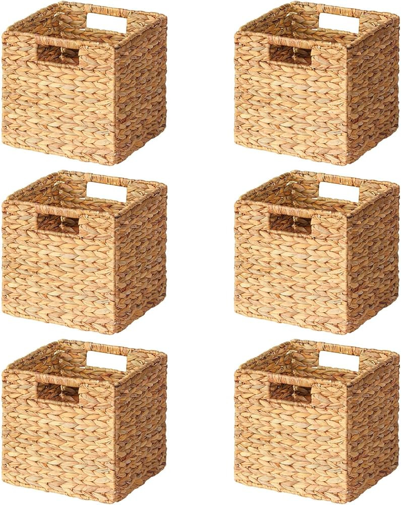 SpaceAid 6 Pack Wicker Basket, Storage Baskets for Organizing, Woven Rattan Basket with Handles f... | Amazon (US)