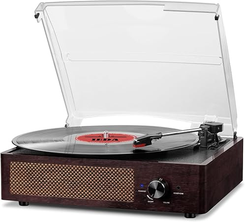 Vinyl Record Player Turntable with Built-in Bluetooth Receiver & 2 Stereo Speakers, 3 Speed 3 Siz... | Amazon (US)
