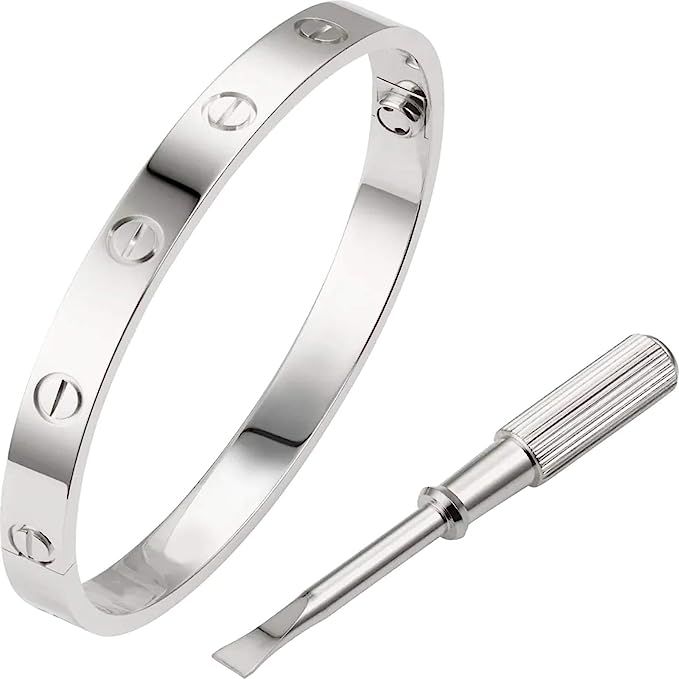 Love Bracelet Bangle with Screw Design Stainless Steel Hinged Jewelry Best Gifts for Love with Va... | Amazon (US)