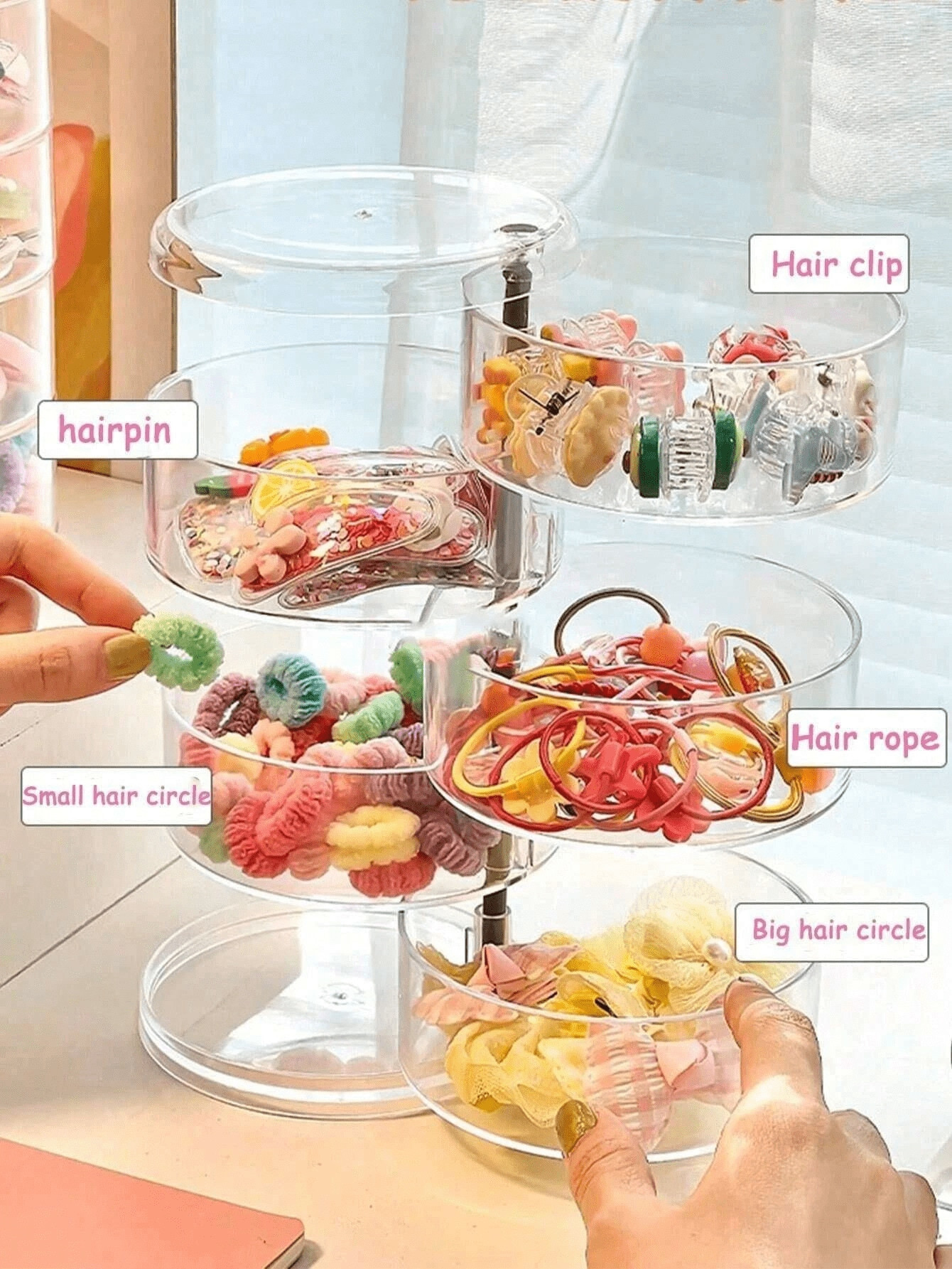 1pc Rotatable Multiple Layers Hair Accessories Organizer Storage Box For Hair Pins, Hair Ties | SHEIN