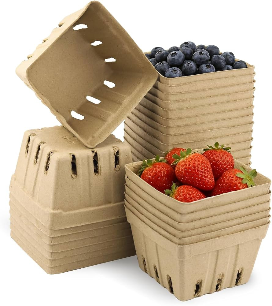30 Pack Natural Pulp Fiber Berry Basket (4.3x4.3x2.75 Inch), Natural Pulp Produce Baskets & Berry... | Amazon (US)