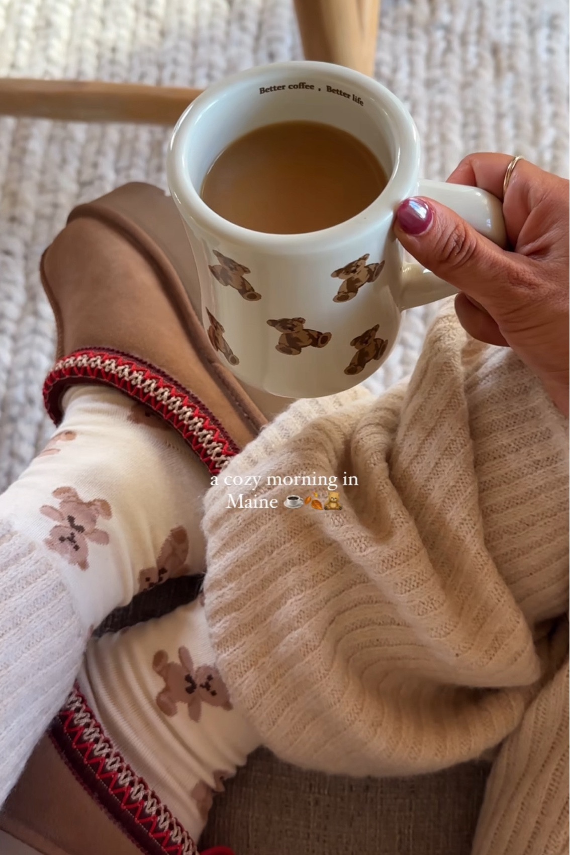 Cozy morning socks, pjs, and coffee, bear mug

#LTKSeasonal #LTKStyleTip #LTKHalloween