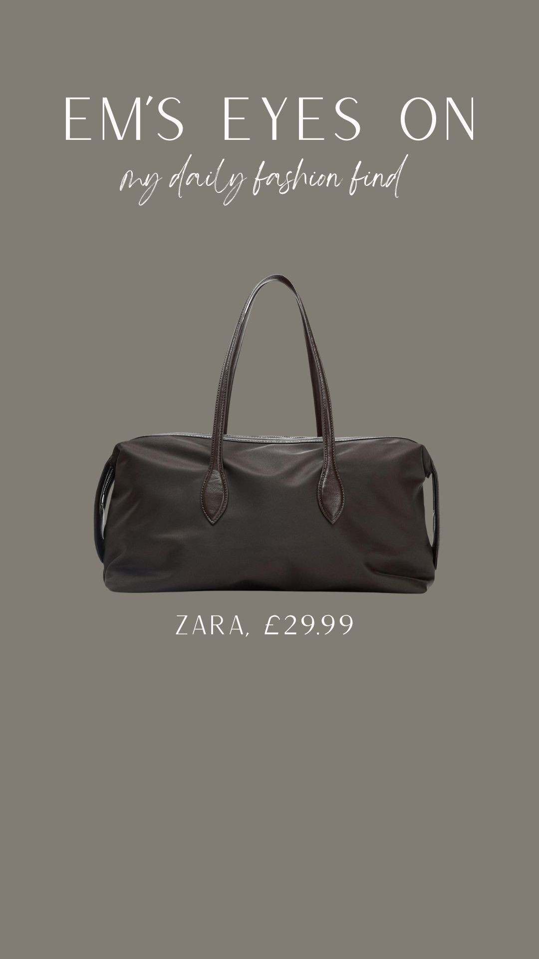 Em’s eyes on 👀 my daily fashion find

This Zara ‘throw it all in bag’ that looks just about big enough for work/gym/ even a night away 

#LTKuk #LTKautumn #LTKeurope
