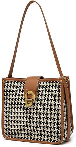 FOXLOVER Lady New Houndstooth Commuter Shoulder Bag Autumn and Winter Large-Capacity Retro Portab... | Amazon (US)