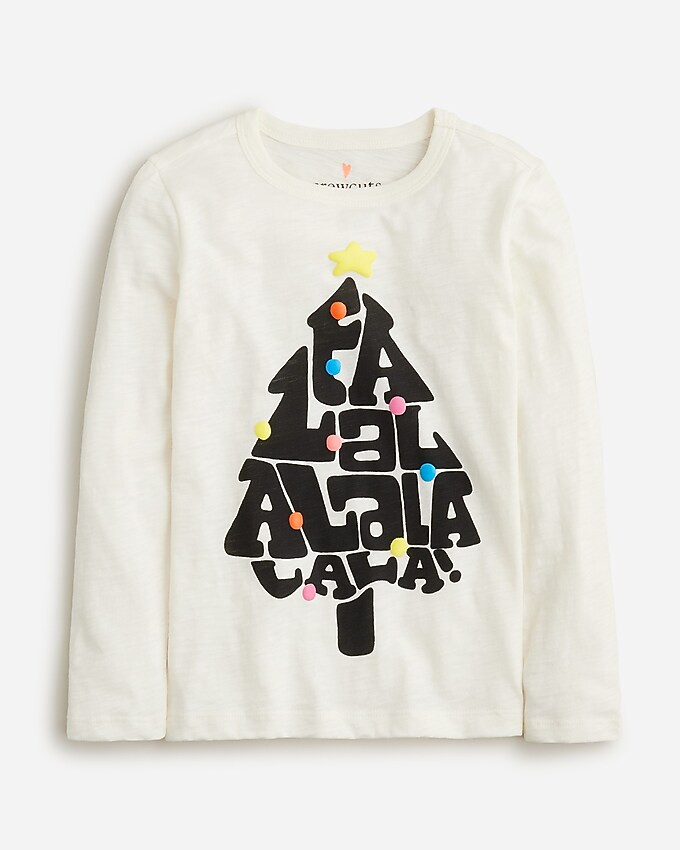 Girls' long-sleeve "fa la la" graphic T-shirt | J. Crew US