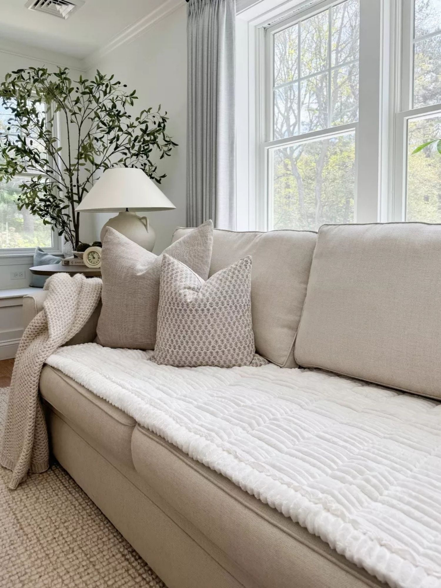 Neutral sofa styling! A cozy living room layered with soft pillows, neutral throws, and calming textures for an inviting everyday space. Neutral living room decor, cozy sofa styling, layered pillows, neutral home style, coastal inspired living room, soft textures, timeless decor, Sherri calnan home

#LTKKids #LTKHome #LTKFindsUnder50