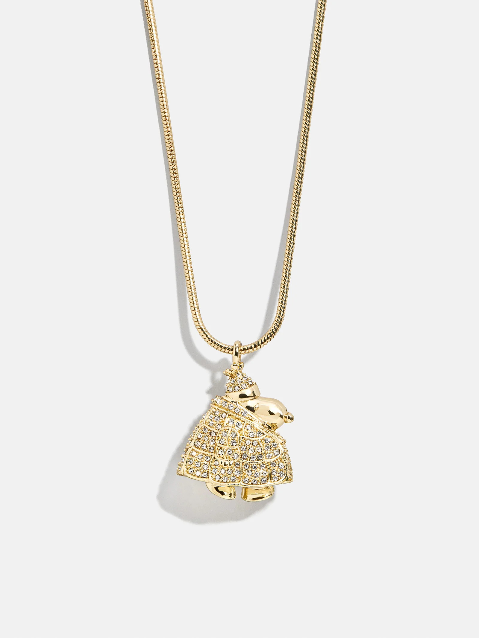 Peanuts Snoopy Puffer Jacket Necklace - Gold/Pavé | BaubleBar