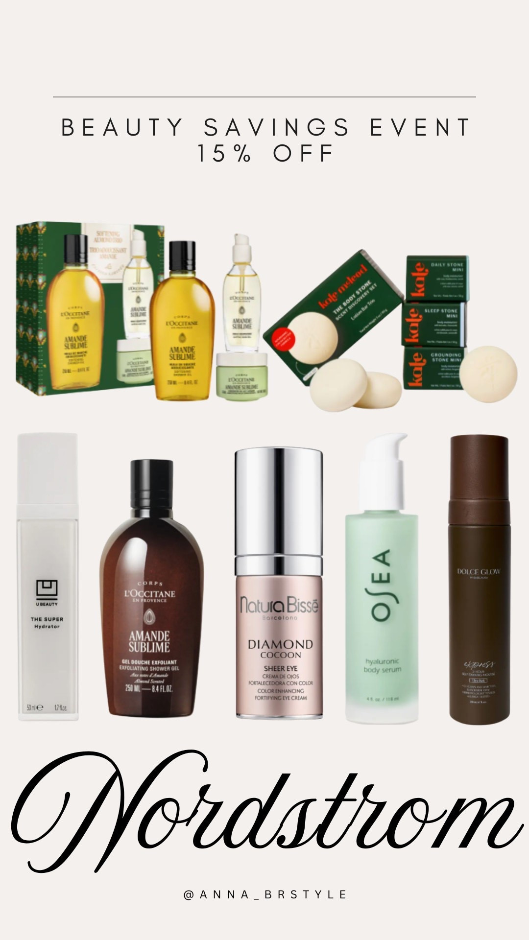 Nordstrom 15% off Beauty.

Nordstrom beauty sale, body care on sale, skincare on sale, L’Occitane body care, OSEA body serum, U Beauty skincare, Natura Bissé skincare, Kate McLeod body care, luxury skincare, beauty savings event

#LTKSaleAlert #LTKOver40 #LTKBeauty