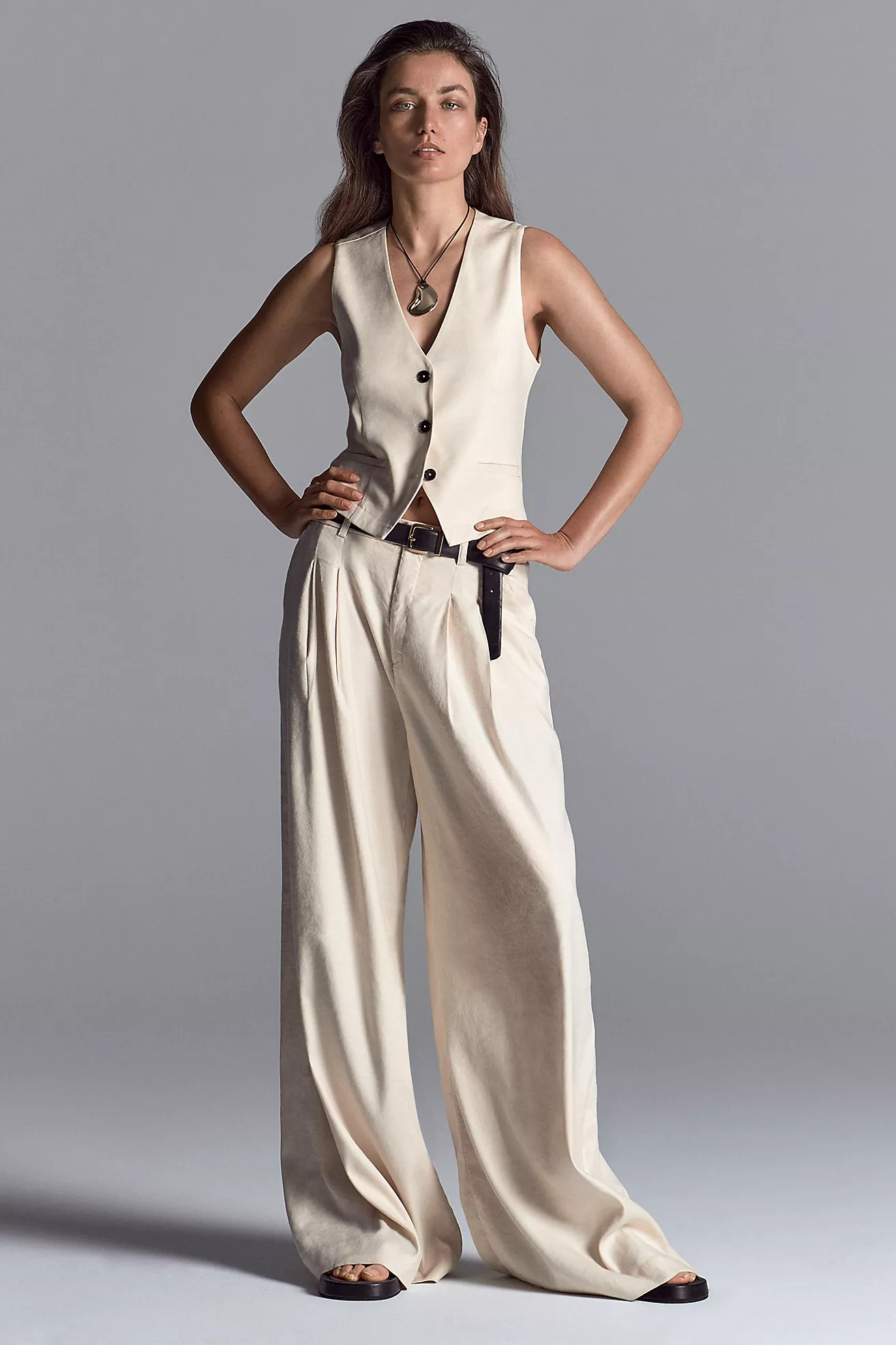 The Avery Pleated Wide-Leg Trousers by Maeve: Linen Edition | Anthropologie (US)