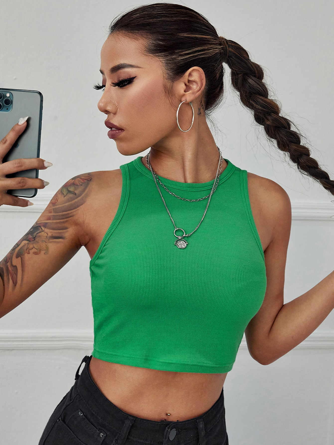 SHEIN Rib-knit Crop Tank Top | SHEIN