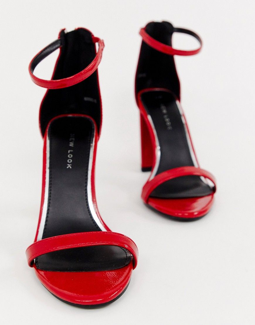 New Look patent block heeled sandal in red - Red | ASOS US