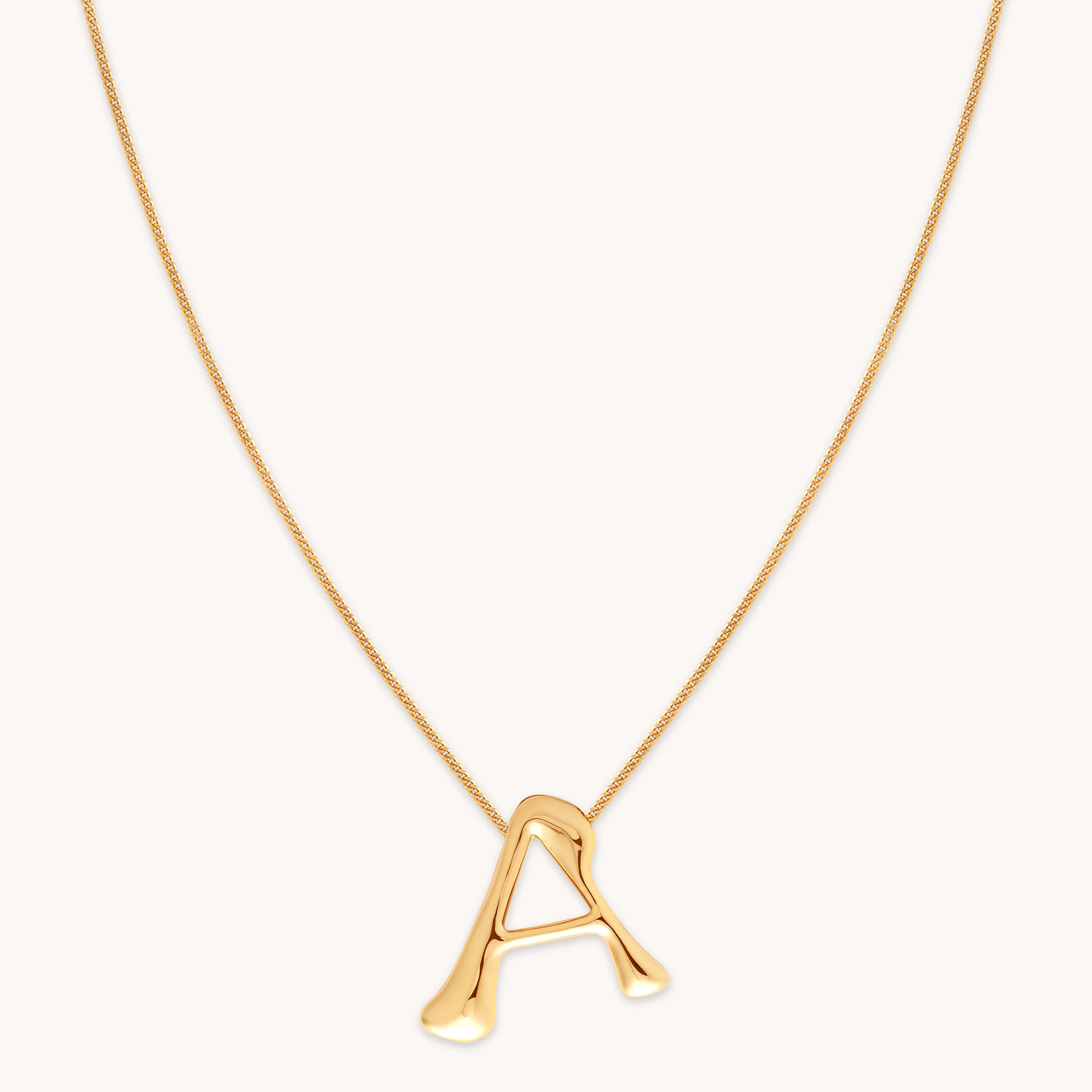 A Initial Bold Pendant Necklace in Gold | Astrid & Miyu UK