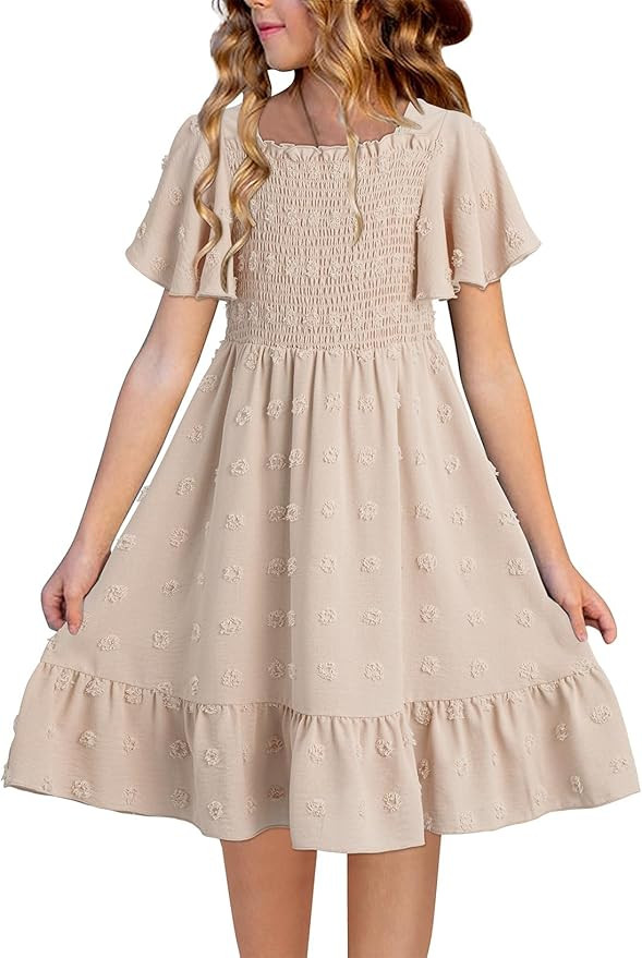 blibean Tween Girls Summer Dresses Kids Polka Dot Dress Size 6-15 Years | Amazon (US)