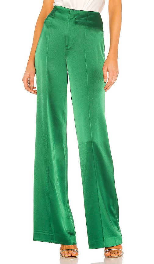 Alice + Olivia Dylan Clean High Waist Wide Leg Pant in Green. - size 8 (also in 2,6) | Revolve Clothing (Global)