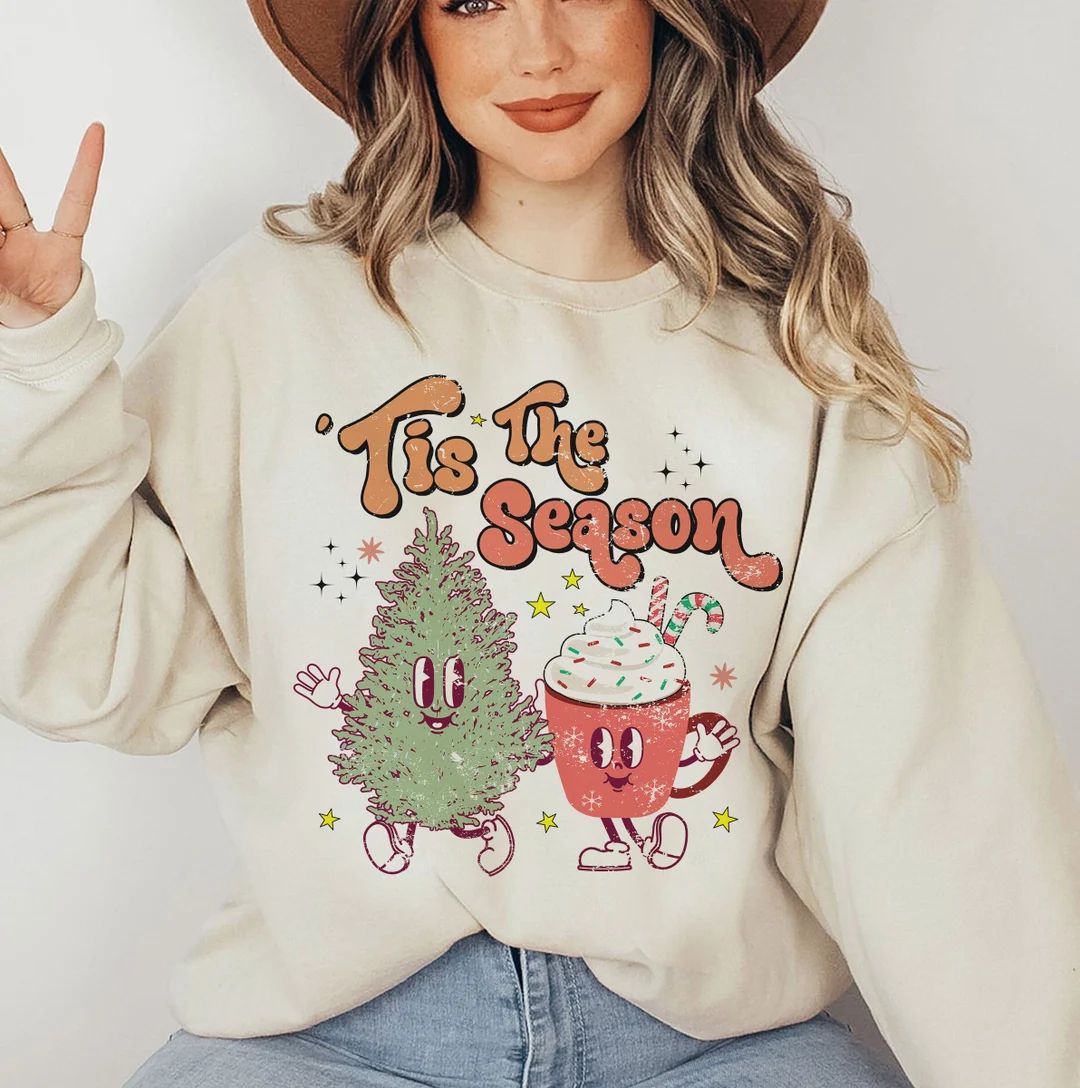 Tis the season Christmas Sweatshirt, cute chritmas Sweatshirt, Christmas Sweatshirt, holiday appa... | Etsy (US)