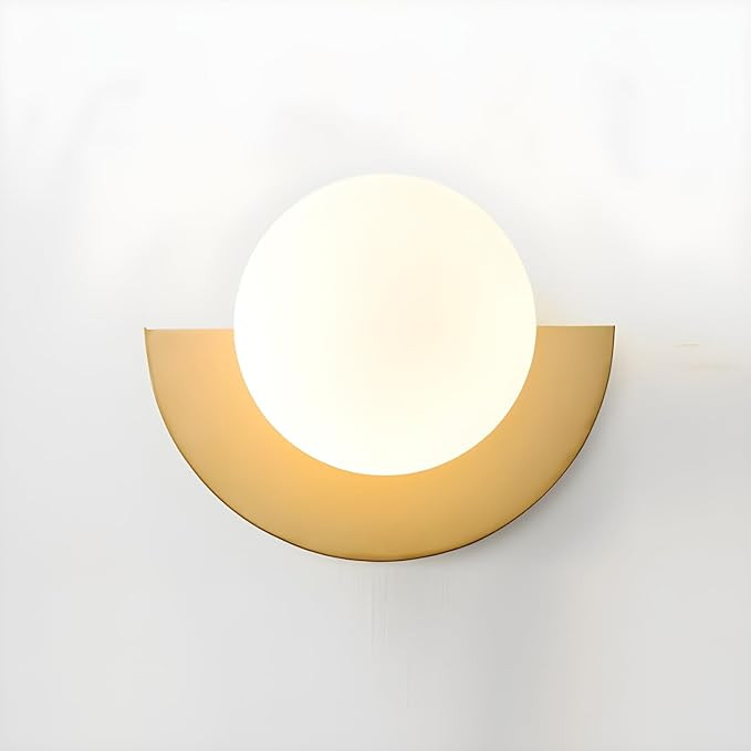 Wall Light, Nordic Metal Wall Light 8" Wide Macaron Wall Sconce with Glass for Living Room (Gold) | Amazon (US)