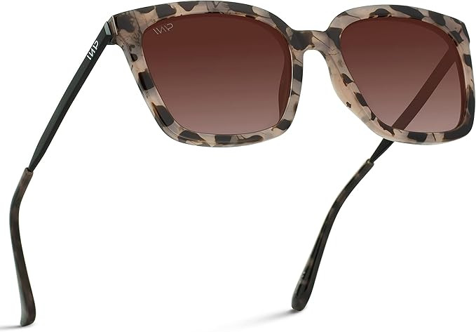 WearMe Pro - Square Oversized Metal Frame Fashion Style Women Polarized Sunglasses | Amazon (US)