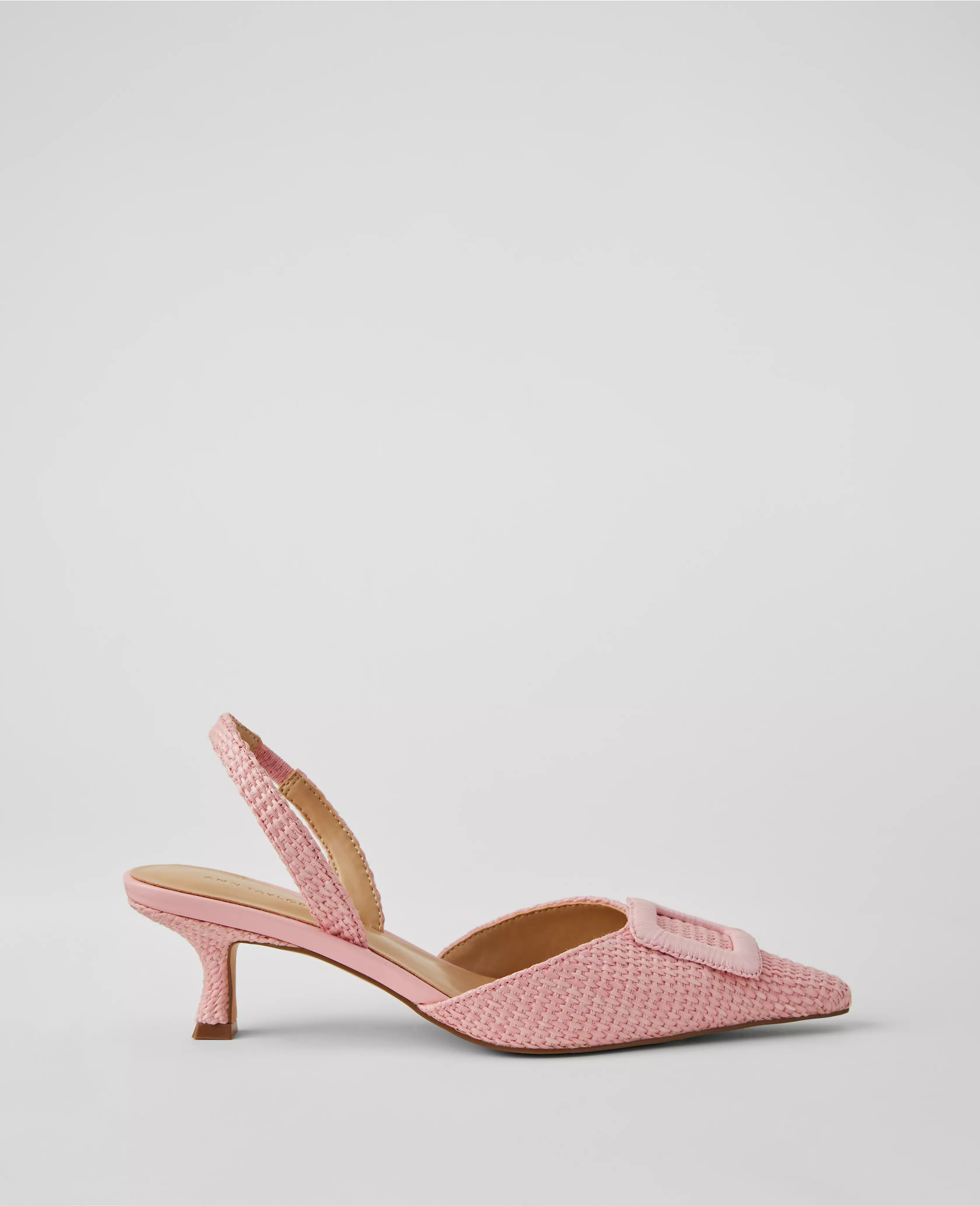 Straw Pointy Toe Buckle Slingback Pumps | Ann Taylor