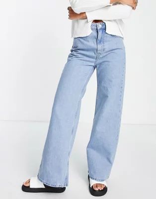 Weekday Ace high waist wide leg jeans in pool blue - MBLUE | ASOS (Global)