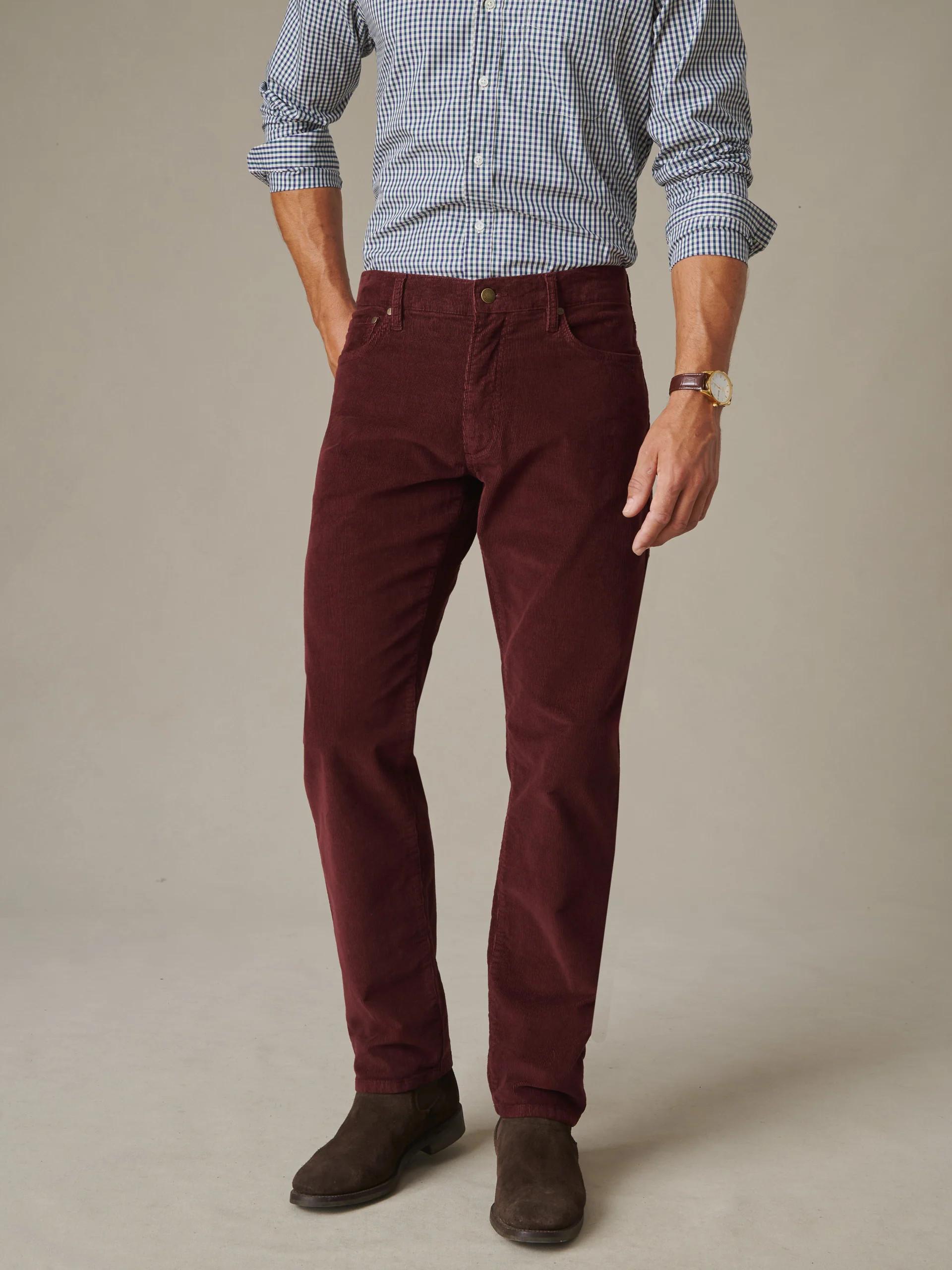 J.McLaughlin Men's Mercer Corduroy Pants Port, Size 31 | Cotton/Elastane | J.McLaughlin