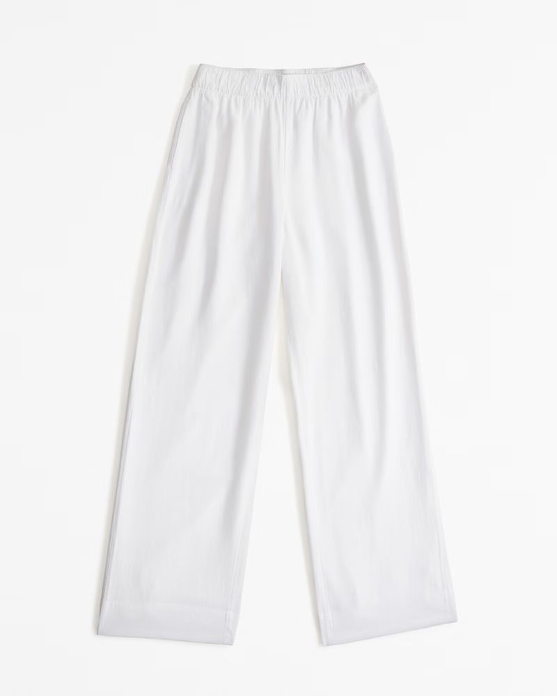 Linen-Blend Pull-On Wide Leg Pant | Abercrombie & Fitch (UK)