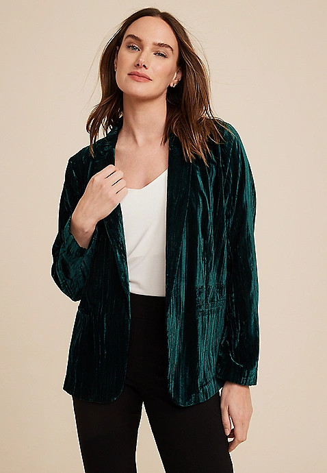 Versa Green Velvet Blazer | Maurices