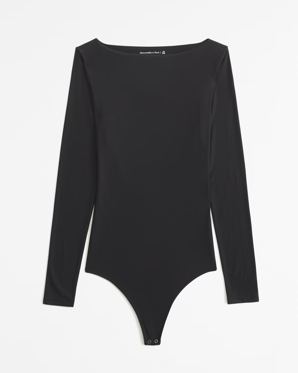 Soft Matte Seamless Long-Sleeve Open-Back Bodysuit | Abercrombie & Fitch (US)