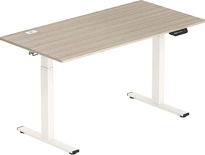 SHW 55-Inch Large Electric Height Adjustable Standing Desk, 55 x 28 Inches, Maple | Amazon (US)