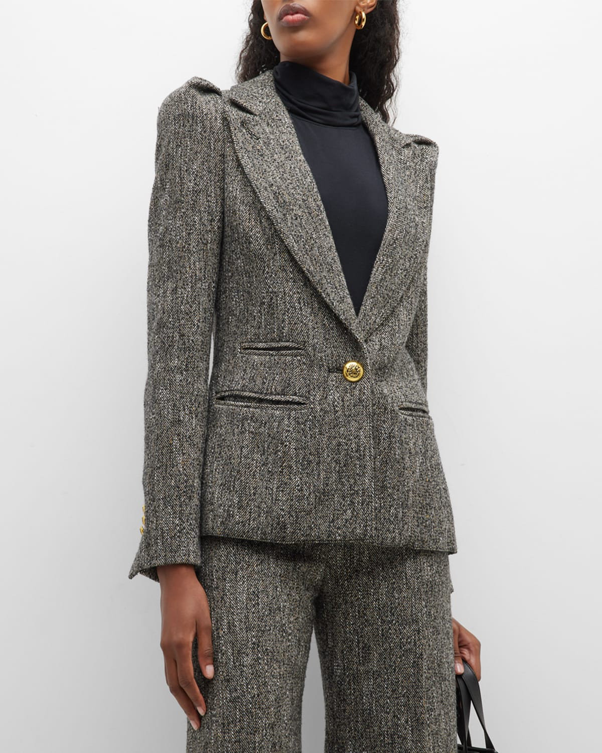 Box-Pleat Wool Knit Blazer | Neiman Marcus