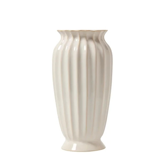 My Texas House 12" White Fluted Ceramic Vase | Walmart (US)