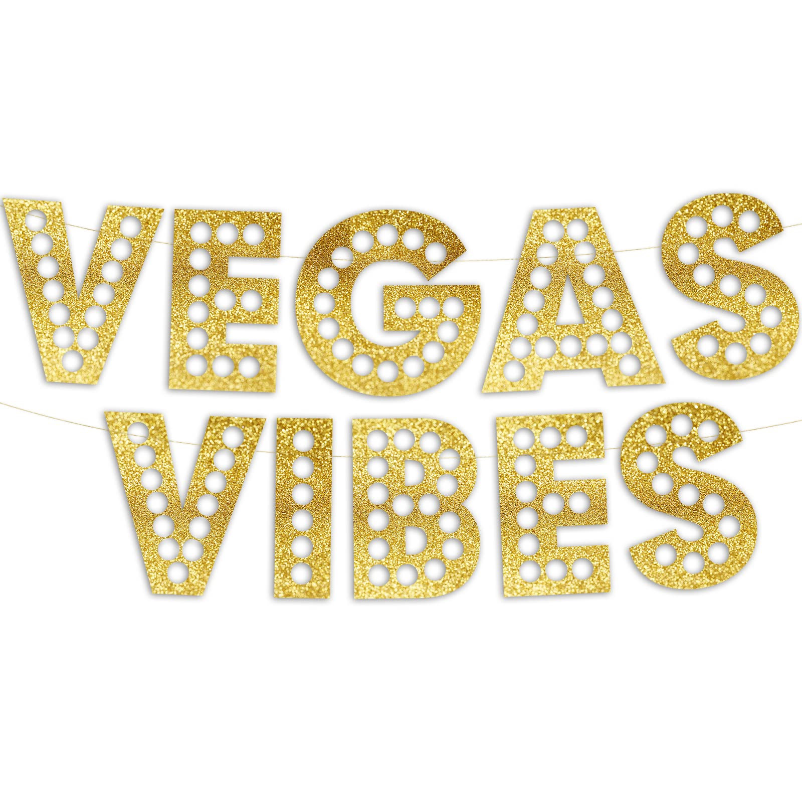 Vegas Vibes – Casino Themed Glitter Banner – Las Vegas Birthday and Bachelorette Party Decora... | Amazon (US)