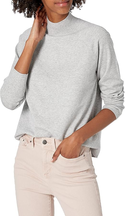 Amazon Brand - Daily Ritual Women's Fine Gauge Stretch Mockneck Pullover Sweater | Amazon (US)
