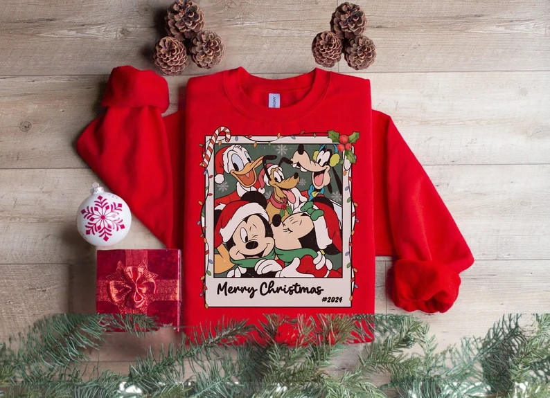 Disney Merry Christmas Sweatshirt, Walt Disneyworld Characters, Retro Christmas Mickey and Friend... | Etsy (US)