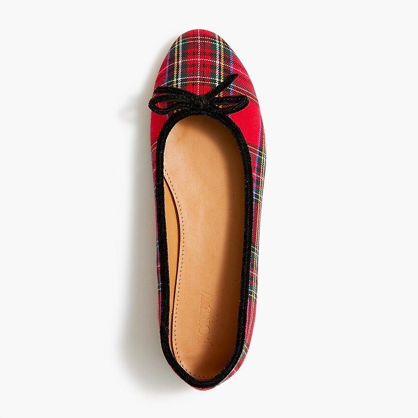 Tartan ballet flats with with velvet piping | J.Crew Factory