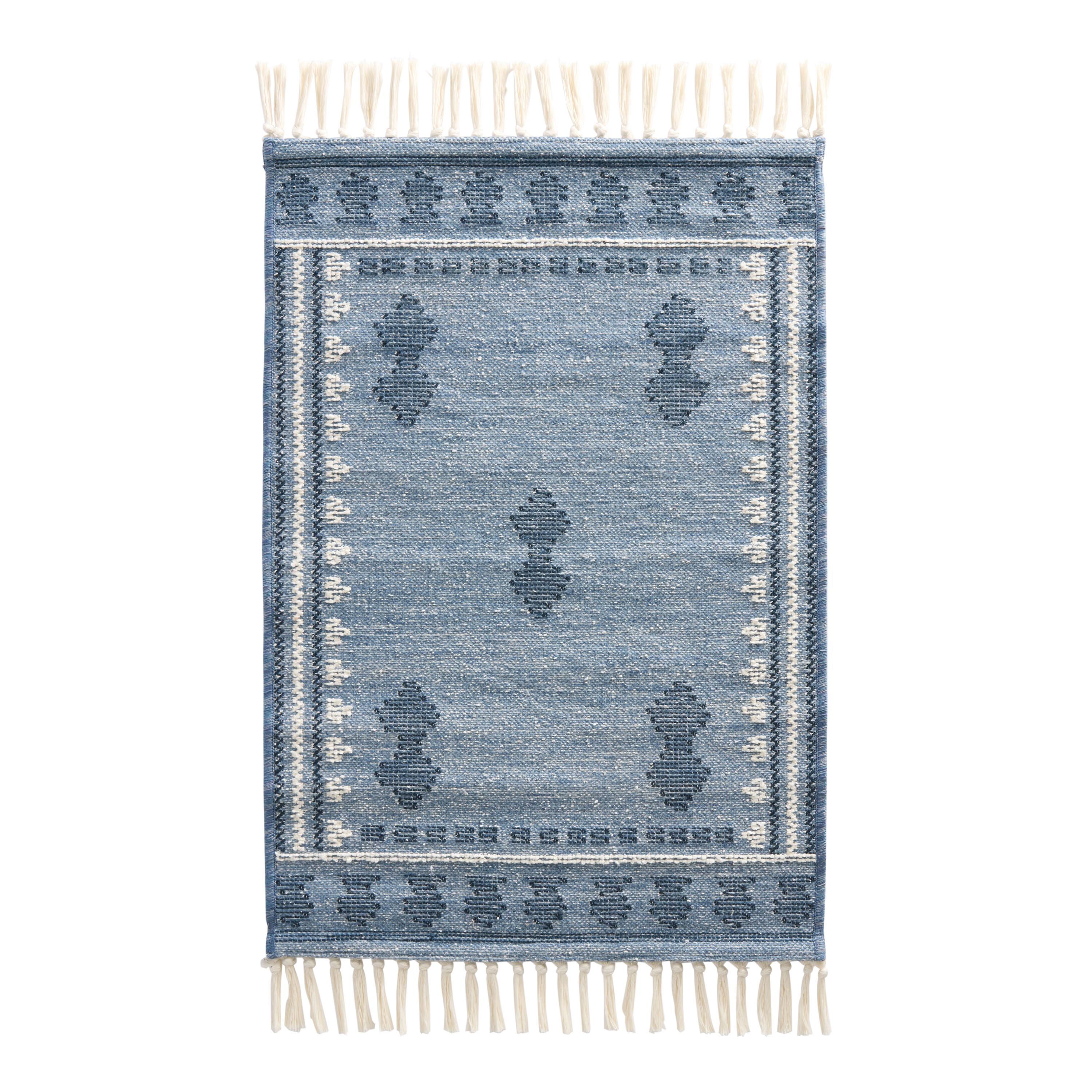 Costa Blue and White Traditional Style Indoor Outdoor Rug | World Market