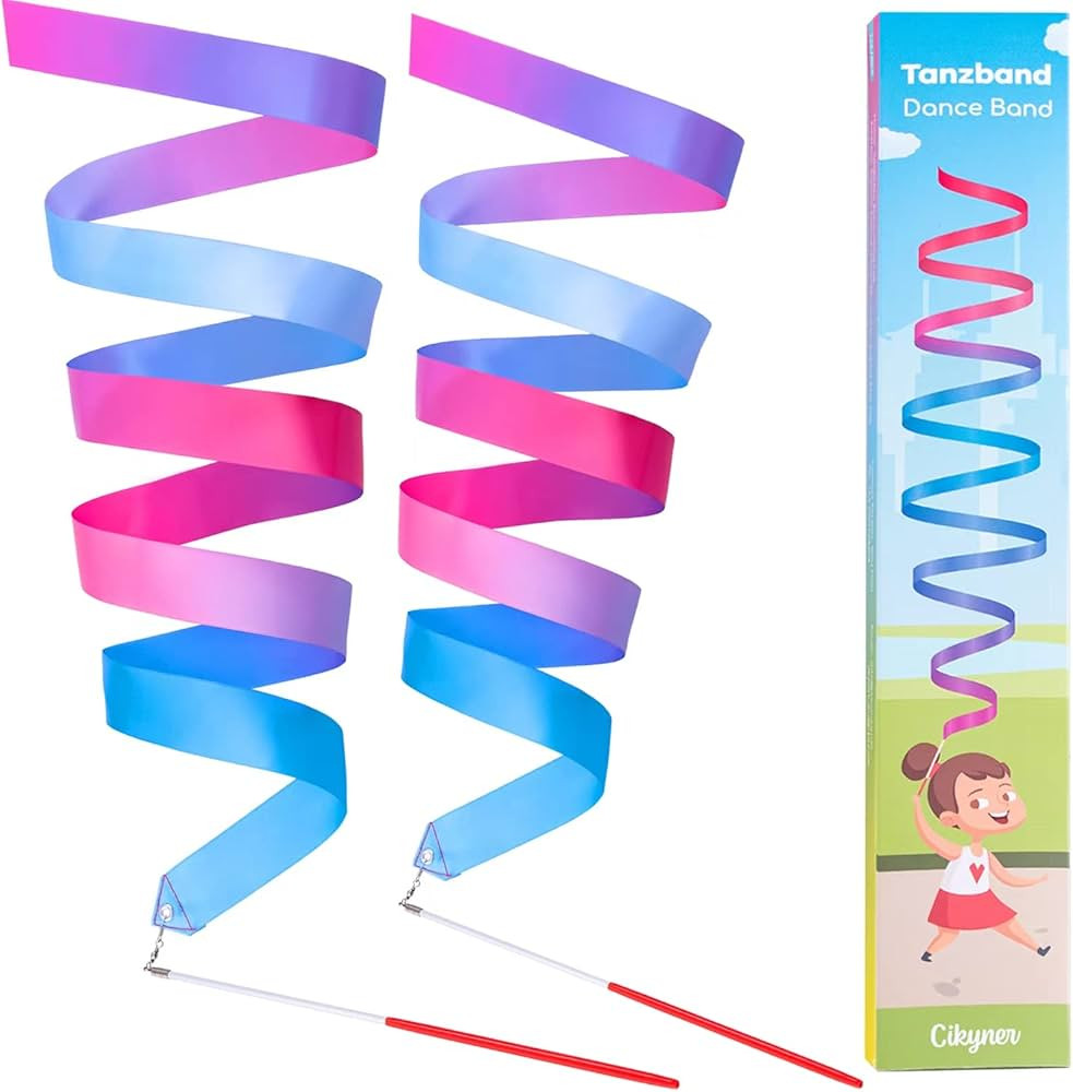 Cikyner Gymnastics Ribbon, 2 Pack Colorful Gymnastics Band with Stick, Dance Band Children Rainbo... | Amazon (US)