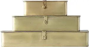 Creative Co-Op Decorative Metal Boxes with Brass Finish (Set of 3 Sizes) | Amazon (US)