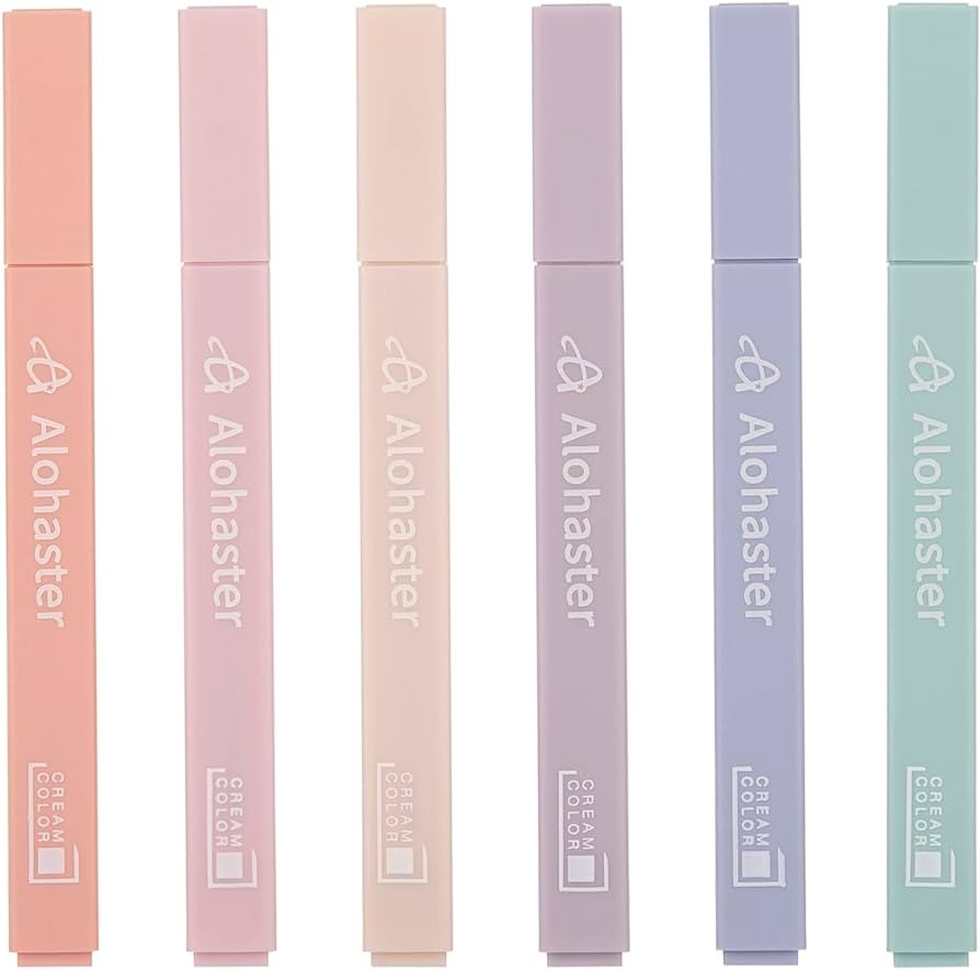 Alohaster HPSIZEE Aesthetic Cute Highlighters Mild Assorted Colors With Soft Chisel Tip, No Bleed... | Amazon (US)