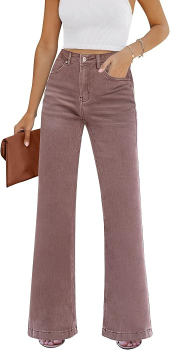 GRAPENT Flare Jeans for Women High Rise Wide Leg Baggy Stretchy Denim Pants | Amazon (US)