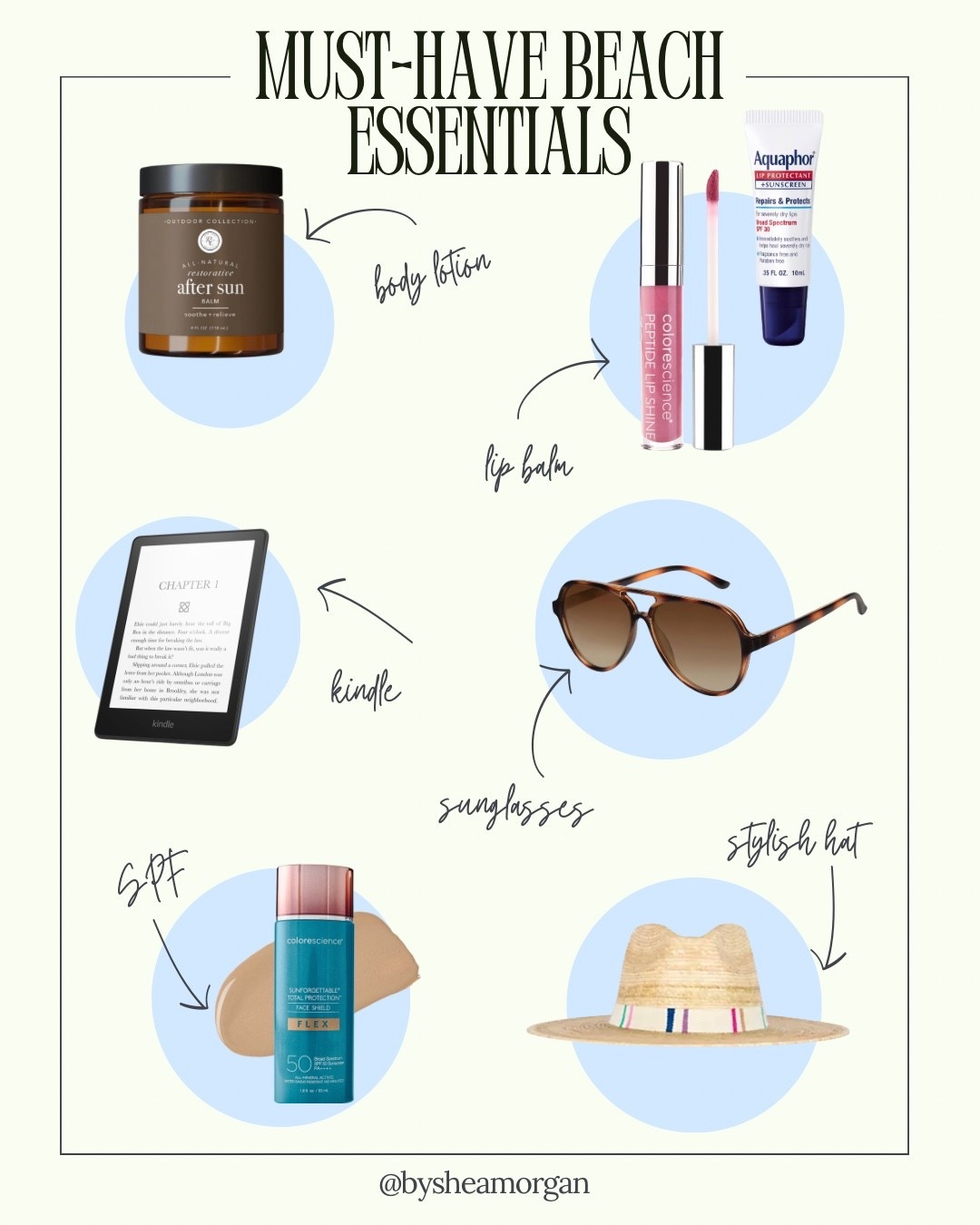 Must have beach essentials! 
Beach bag must haves