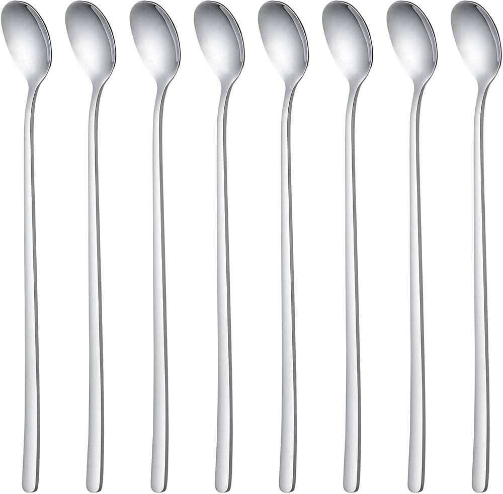 8-Piece 9-Inch Long Handle Iced Tea Spoon, Ice Cream Spoon, Premium 304 Stainless Steel Cocktail ... | Amazon (US)