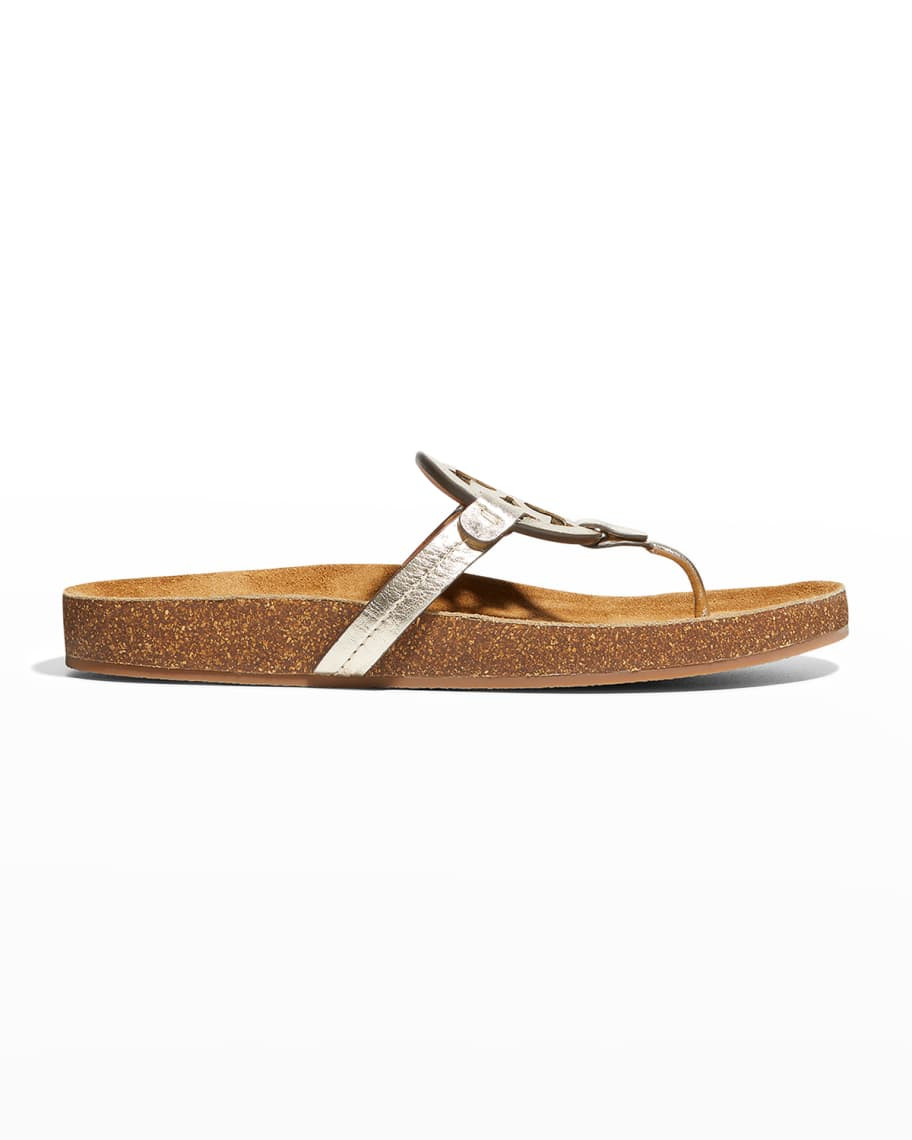Tory Burch Miller Cloud Metallic Medallion Thong Sandals | Neiman Marcus