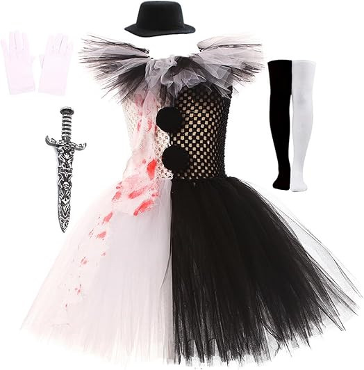 Clown Halloween Costumes for Kids Girls Scary Clown Costume 2-12Y | Amazon (US)