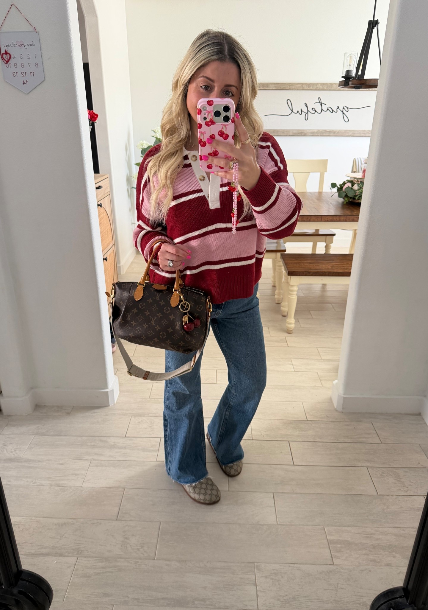 OOTD 
Small sweater 
27 shirt flare jeans 
Gucci clogs tts

#LTKootd #LTKValentine