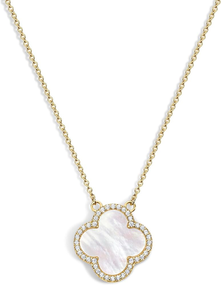 Electric Picks Icon Necklace for Women, 14k Gold Plated Clover Charm Pendant Necklace, 18" Layeri... | Amazon (US)