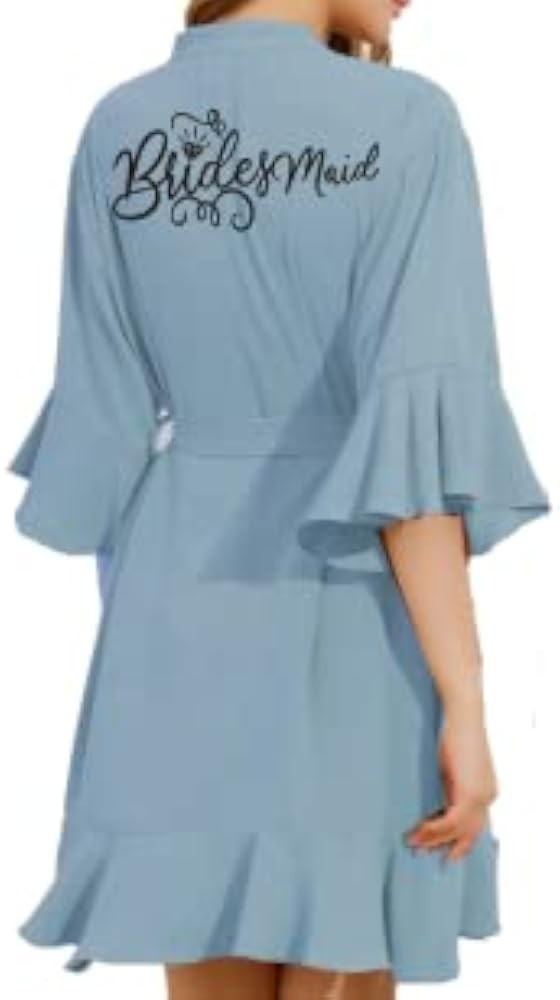 Sage Matte Ruffle Bridesmaid Robe Ruffle Style Satin Bridesmaid Robes | Amazon (US)