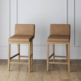 Nathan James Gracie 24 in. Modern Counter Height Bar Stool with Back, Brushed Light Brown Wood Le... | The Home Depot